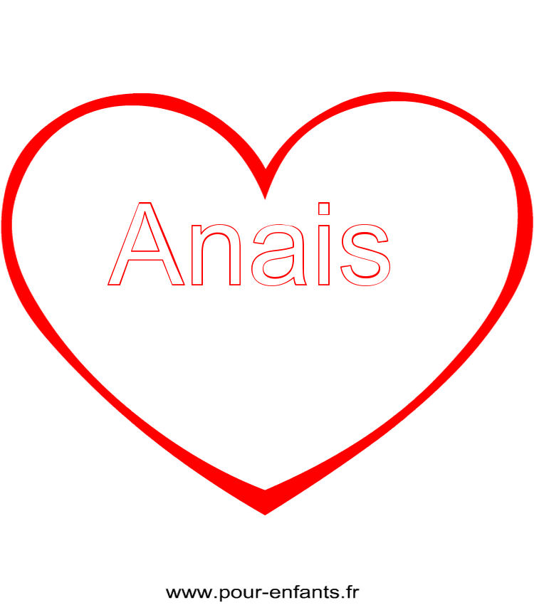 imprimer prénom Anais pour faire un coloriage avec dessin de coeur