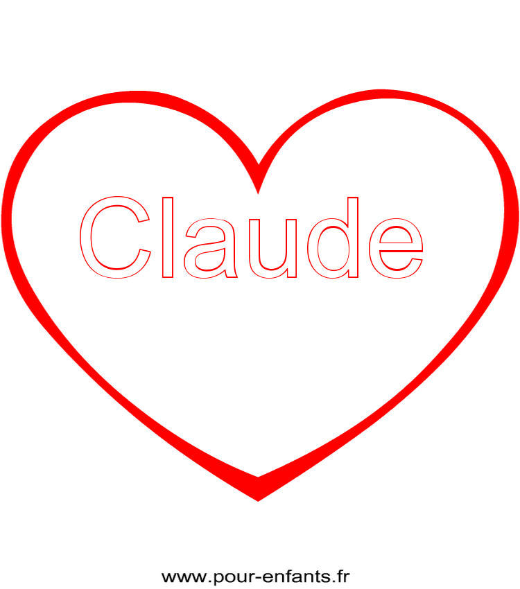 imprimer prénom Claude pour faire un coloriage avec dessin de coeur