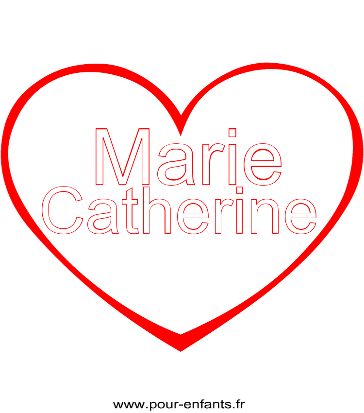 imprimer prénom Marie-catherine pour faire un coloriage avec dessin de coeur
