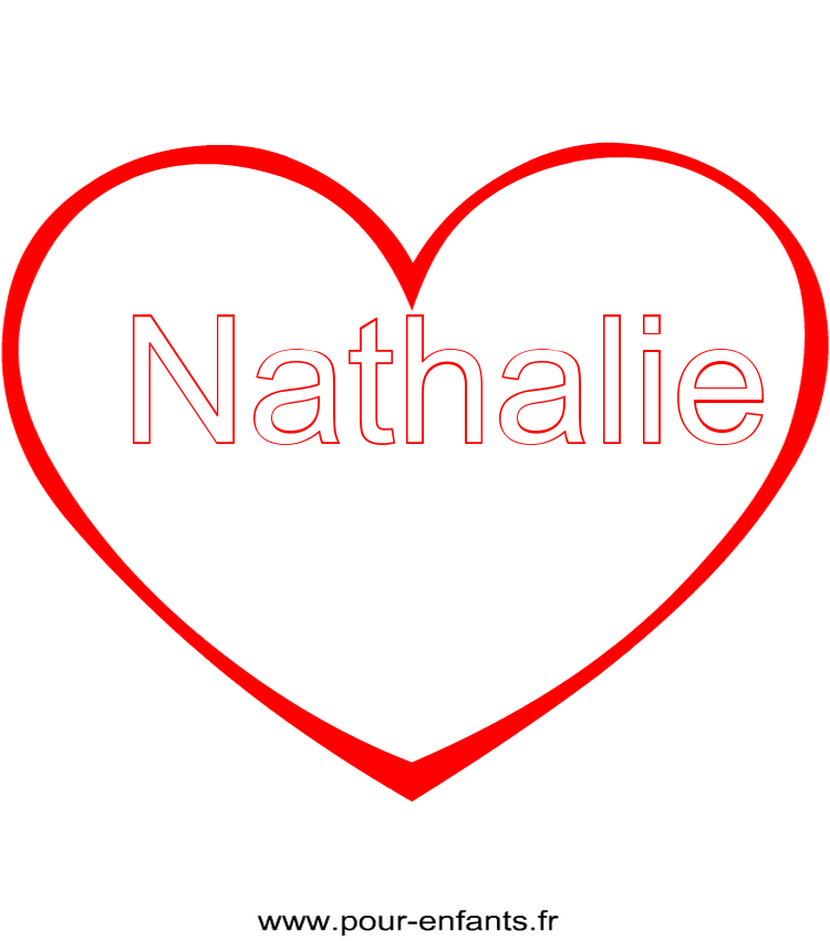 imprimer prénom Nathalie pour faire un coloriage avec dessin de coeur