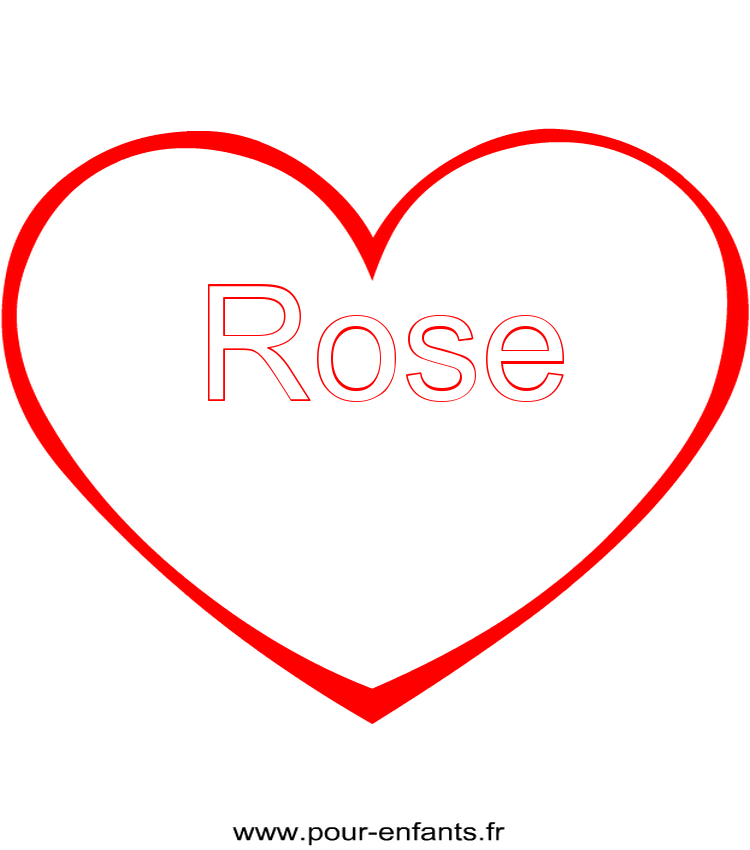 imprimer prénom Rose pour faire un coloriage avec dessin de coeur