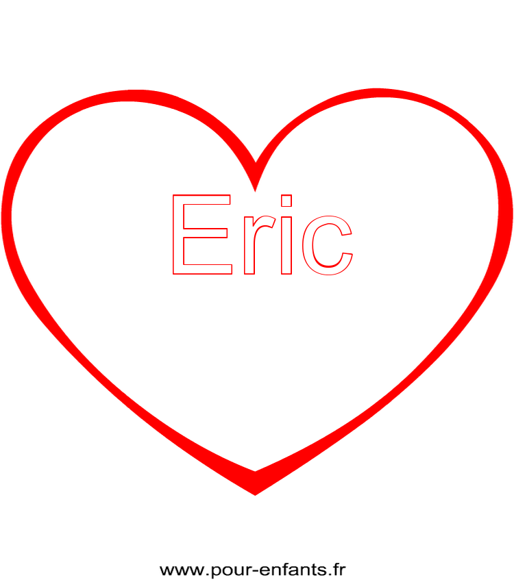 imprimer prénom Eric pour faire un coloriage avec dessin de coeur