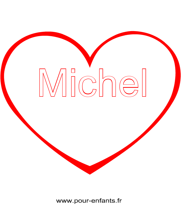 imprimer prénom Michel pour faire un coloriage avec dessin de coeur